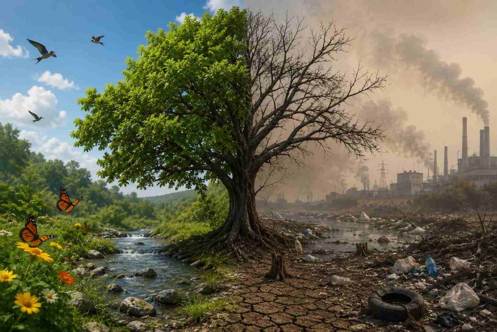 gambar pohon yang gersang akibat faktor yang merusak simbiosis setelah mengenal simbiosis