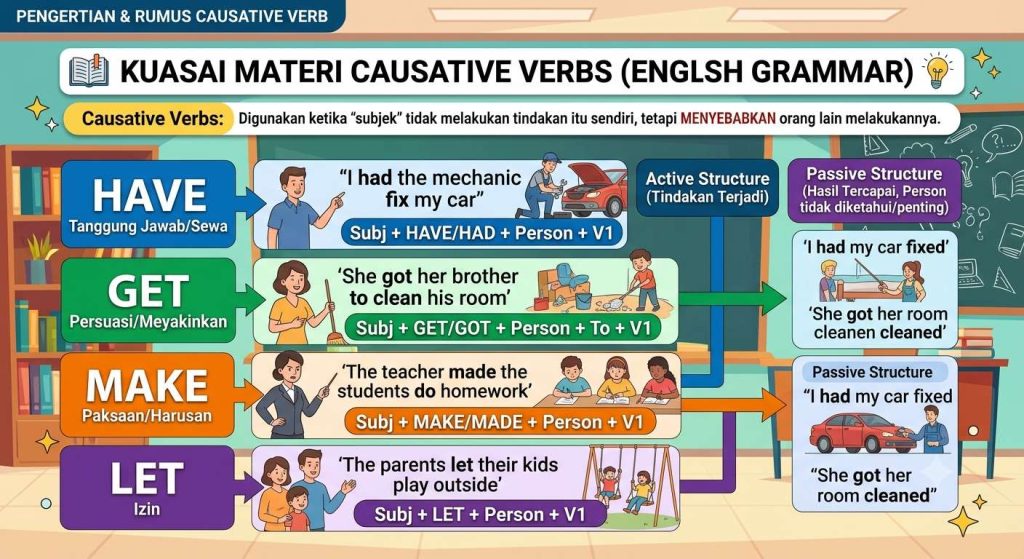 gamnbar tentang materi causal verb dan contoh soal