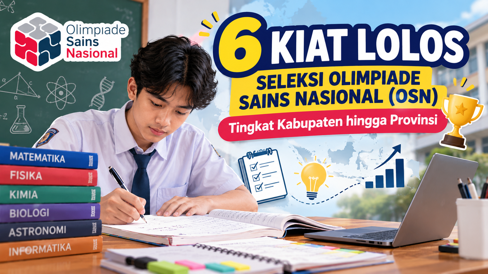 Siswa sedang belajar dan mempersiapkan seleksi Olimpiade Sains Nasional tingkat kabupaten hingga provinsi